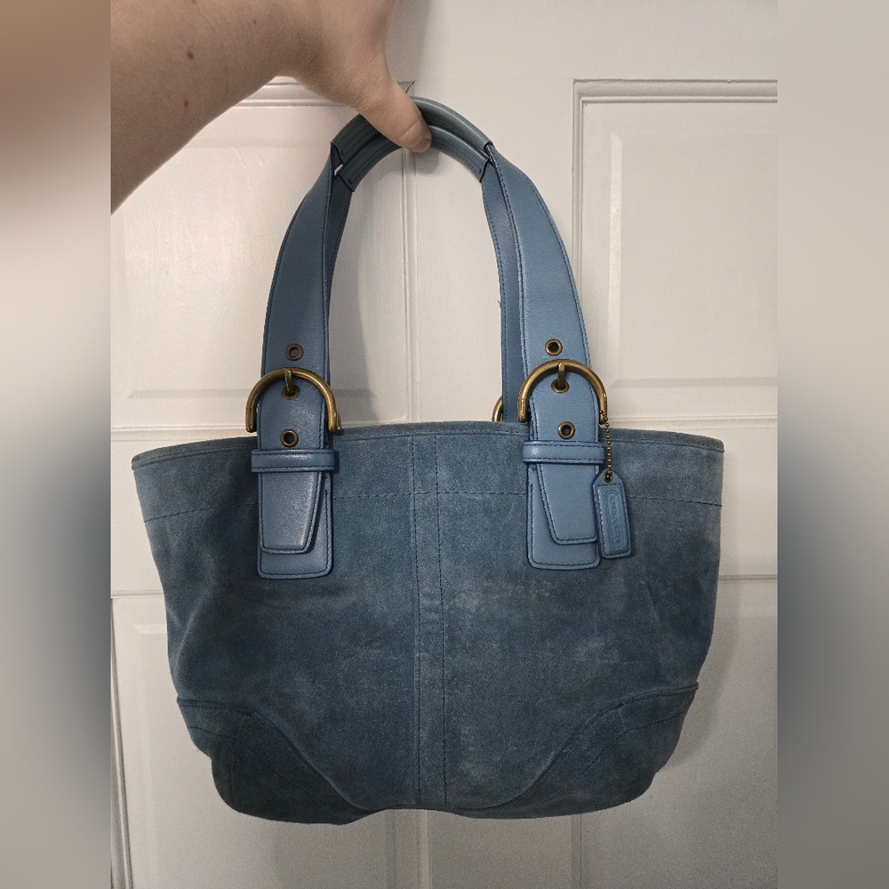 Coach Vintage Soho Blue Suede Tote Bag